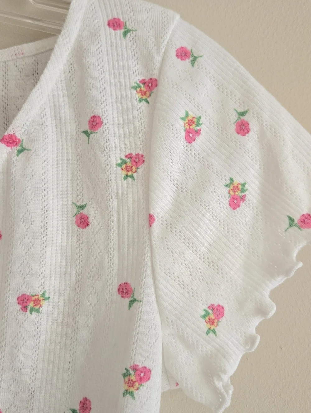 For Love And Lemons Blossom Pointelle Matching Set Pajama Top & Shorts White XS
